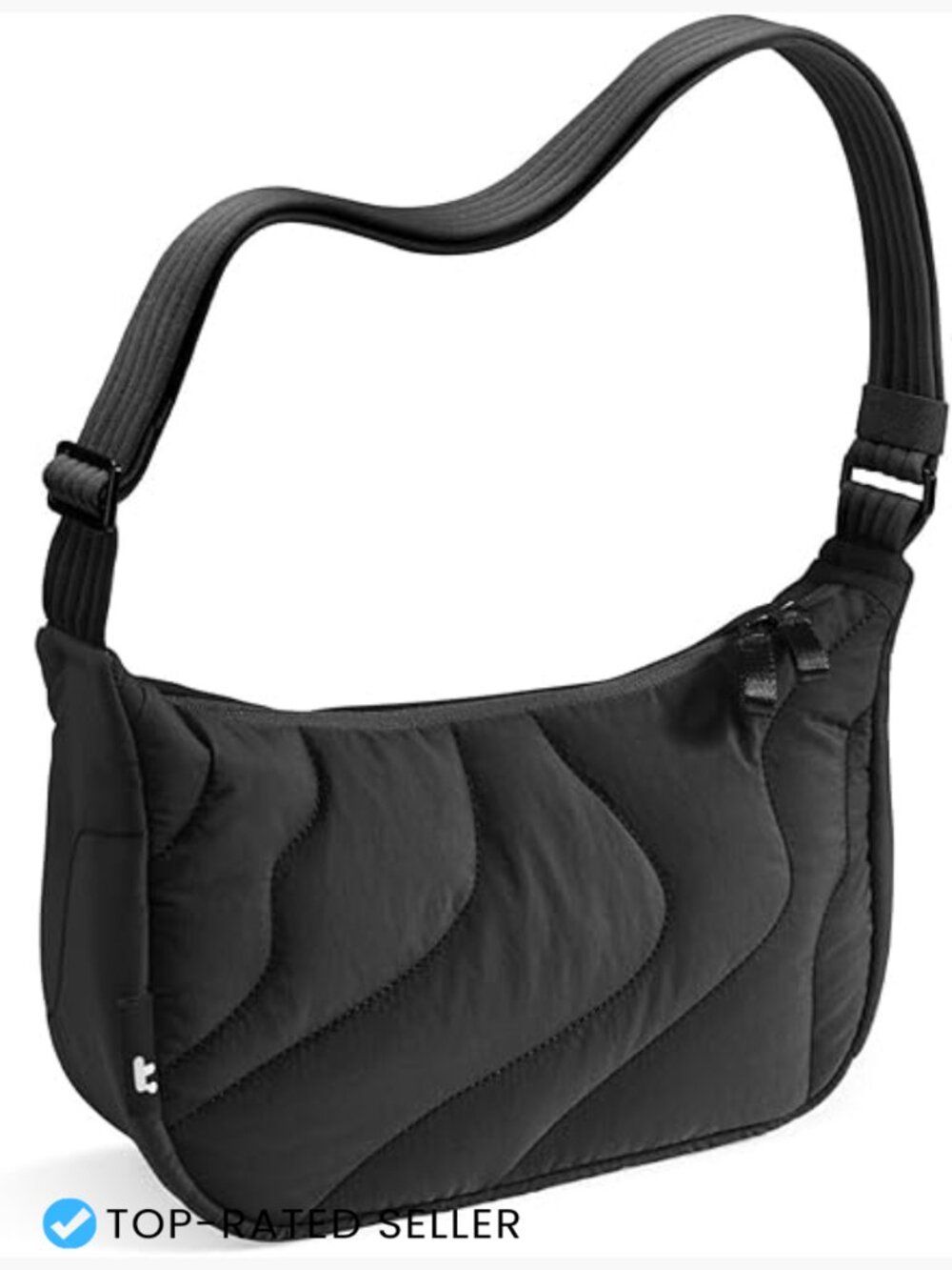 Quilted Nylon Puffer Sling Crossbody Bag Hobo Crescent Shoulder Purse Puffy